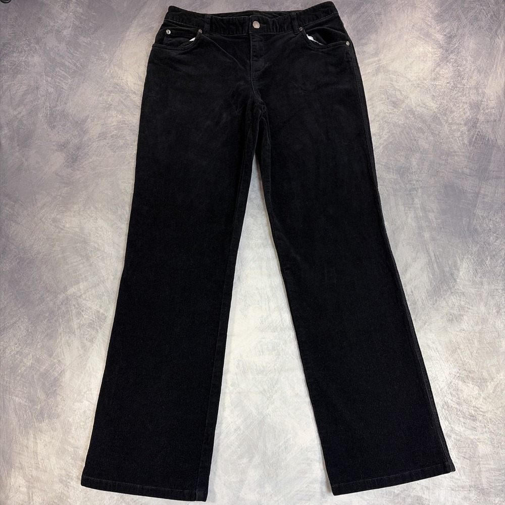 Woolrich Corduroy Pants Womens Size 8 Black Straight Leg Stretch 5-Pocket